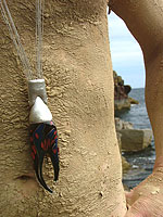 Blown Glass Lobster Claw Necklace with a Silver Claw Joint