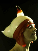 man wearing glass helmet crown