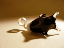 ring with black blown glass