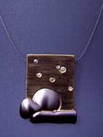 beach scene pendant with diamonds
