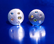 palladium earrings with fancy coloured diamonds